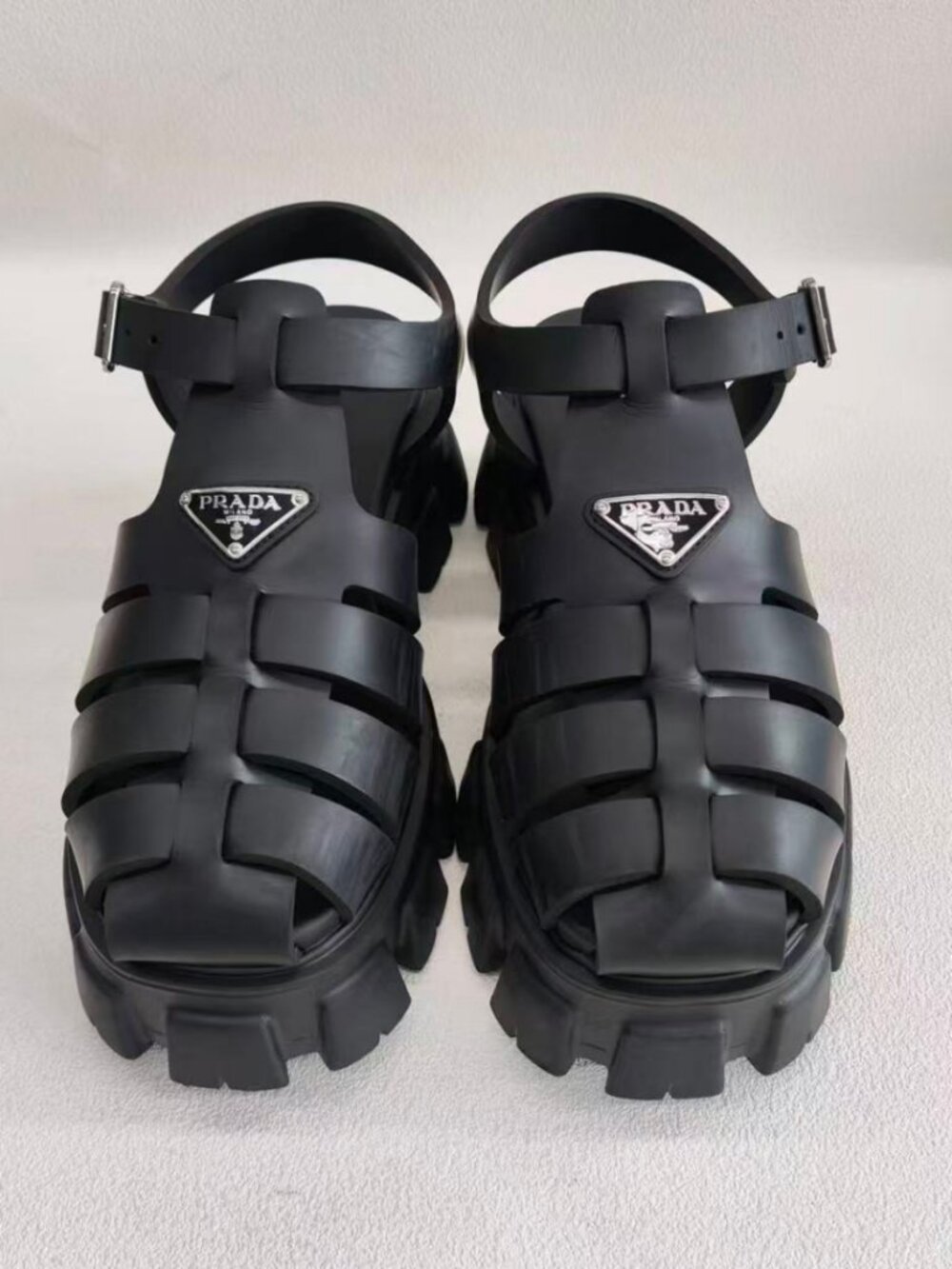Prada Black Chunky Fisherman Sandals